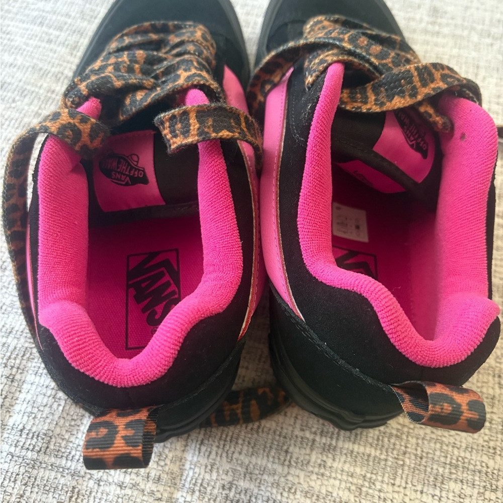 Vans Shoes - Black and Pink with Leopard Accents